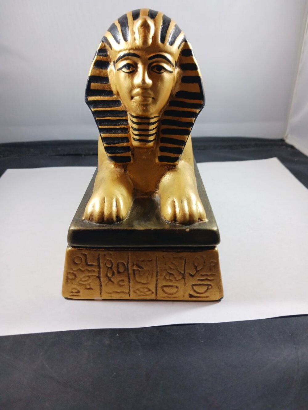 Egyptian Sphinx Sarcophagus Ceramic Trinket Box 7in Long